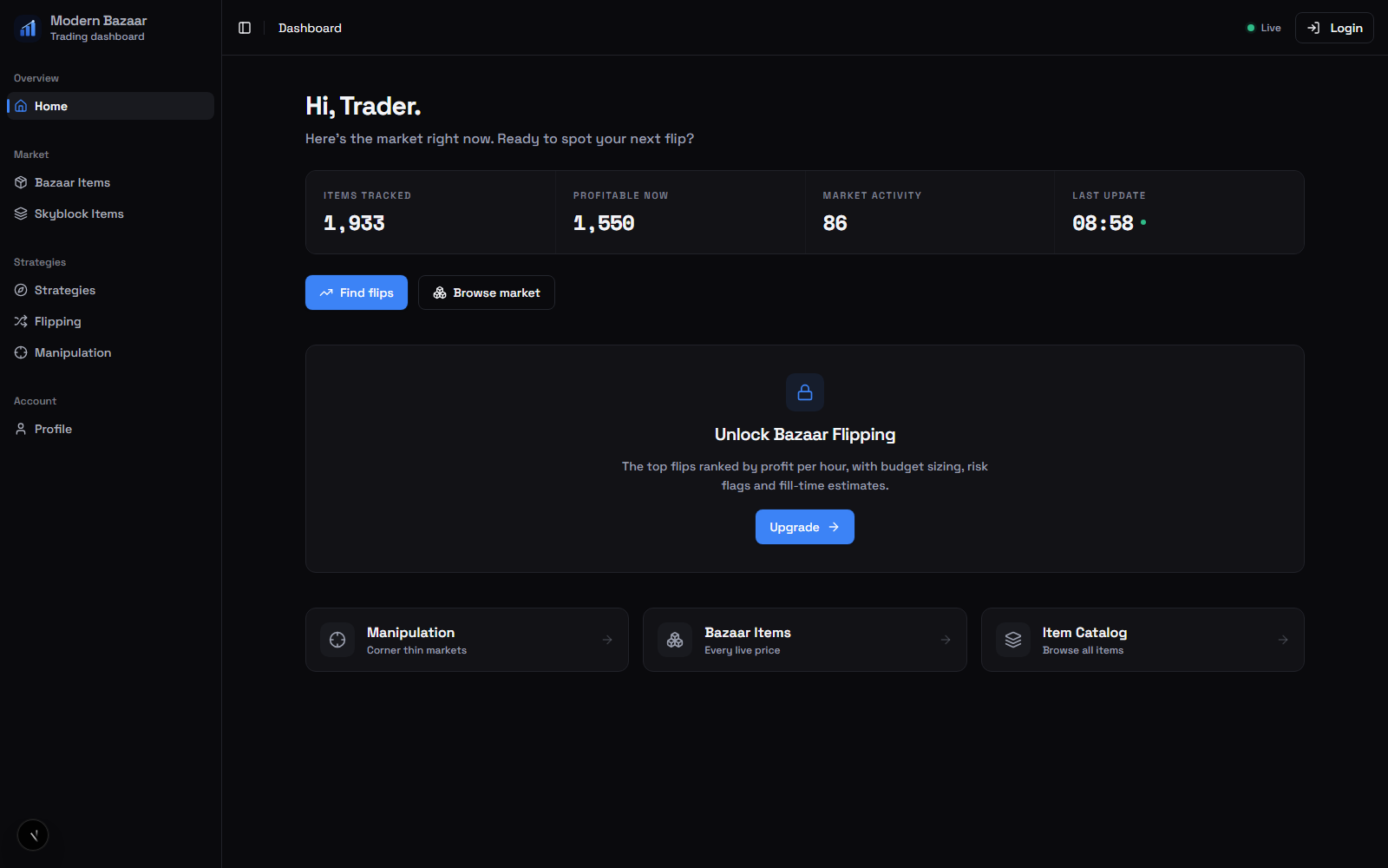 Modern Bazaar dashboard preview